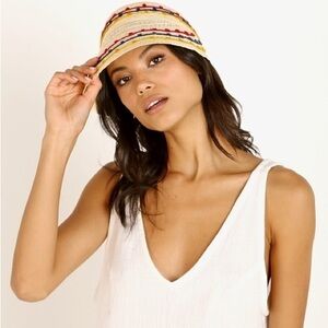 Brixton Bondi Embroidered Straw Visor NWT
